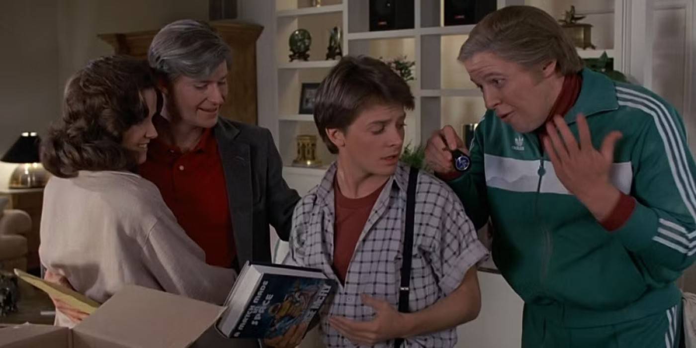 Scena din Back to the Future cu Marty McFly și familia sa
