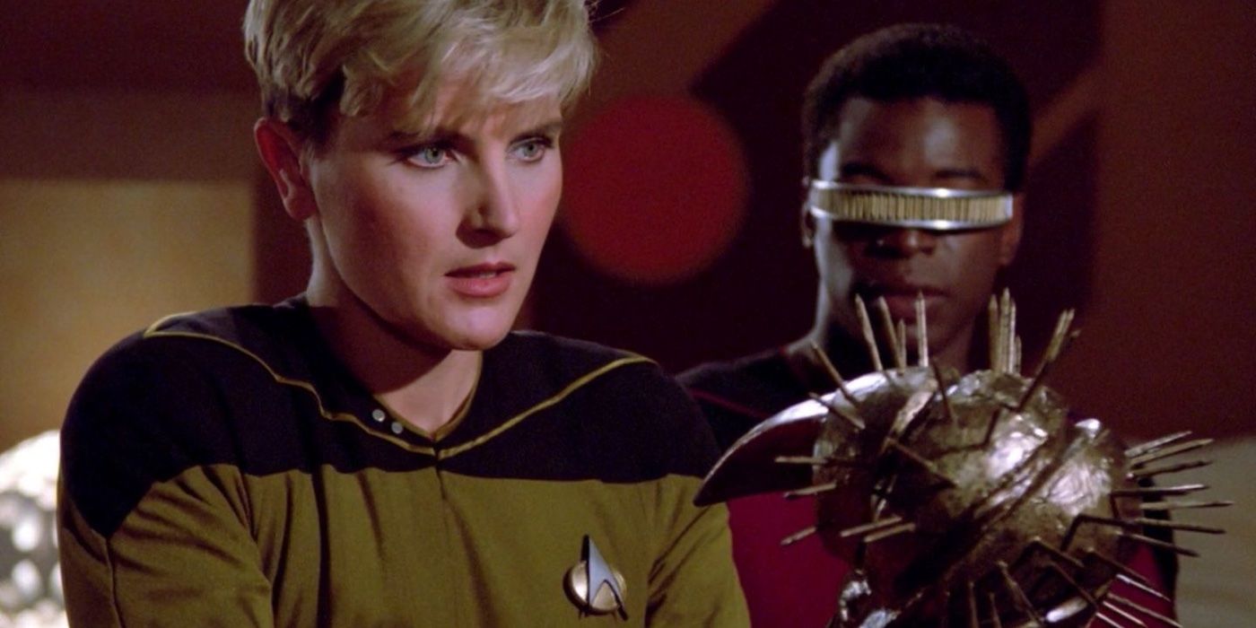 Tasha Yar și Geordi La Forge în episodul “Code of Honor”