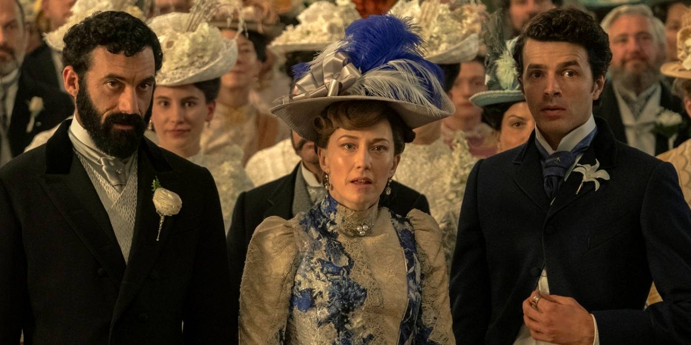 Scena din The Gilded Age cu Morgan Spector și Carrie Coon