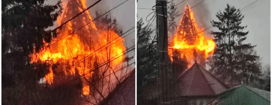 Incendiu devastator la biserica din Luncani, județul Bacău